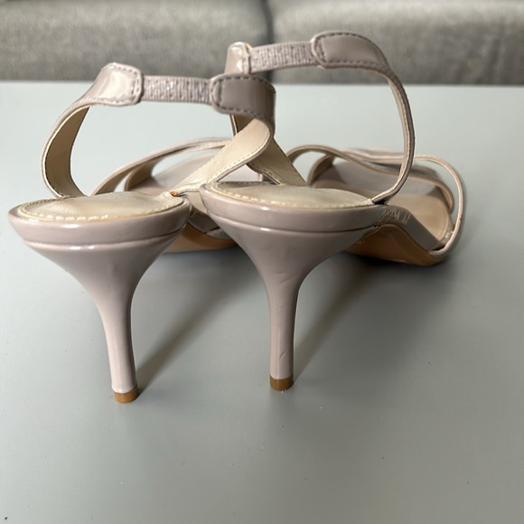 New Calvin Klein sandal/pumps in light tan patent. Size 9.. Heels 31/2 inches - Picture 2 of 3